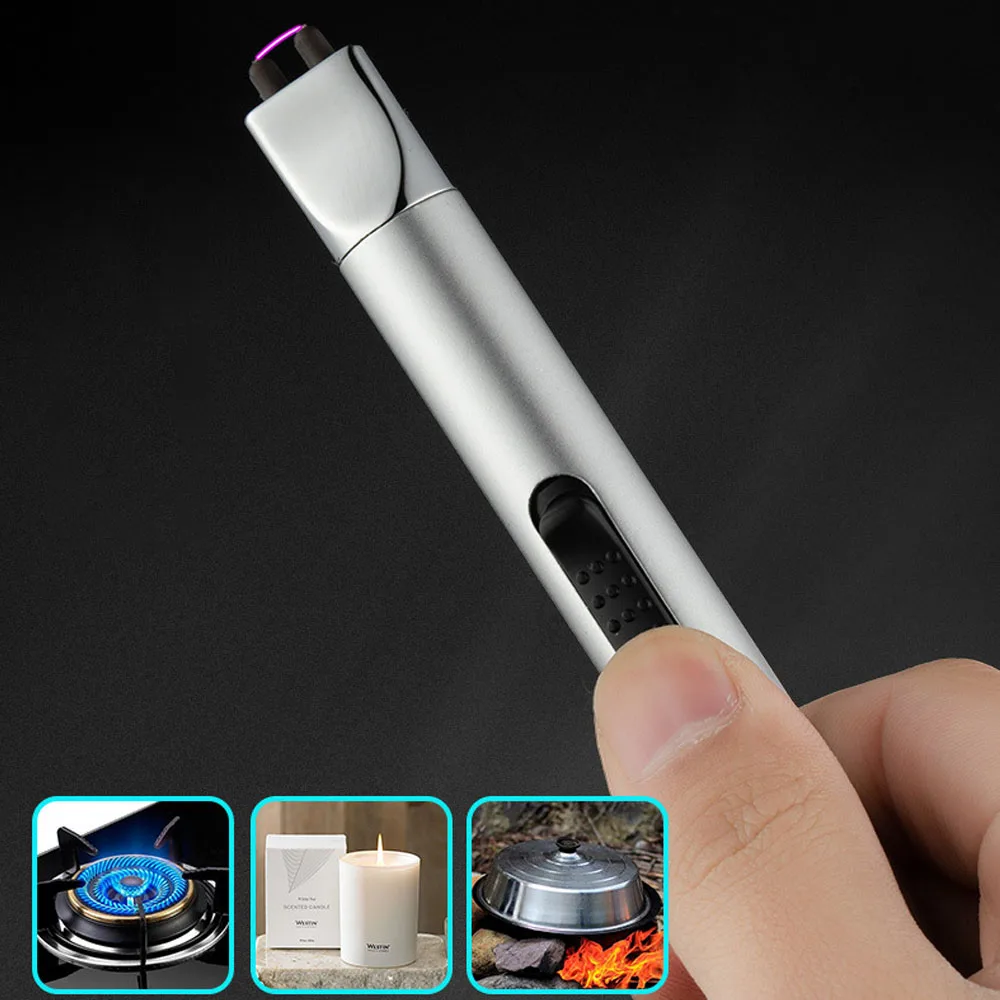 

Ветрозащитная перезаряжаемая плазменная зажигалка с USB, кухонная газовая плита, электрическая зажигалка, длинная свеча для барбекю, беспламенная зажигалка