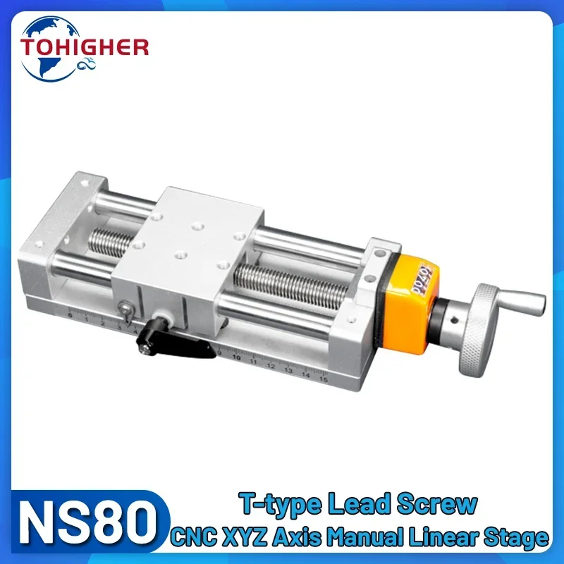 

Digital Display Steel Strip Sliding Table Linear Rail Stage Module T-type Manual Linear Actuator Screw Module XYZ Axis 80mm Wide