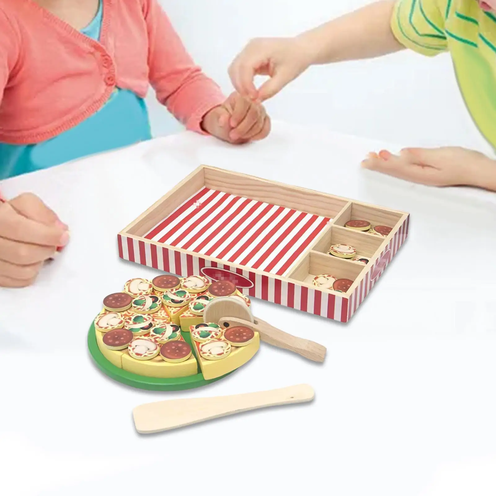 

Wooden Simulated Pizza Toy Crafts Learning Toy Multipurpose for Kids School