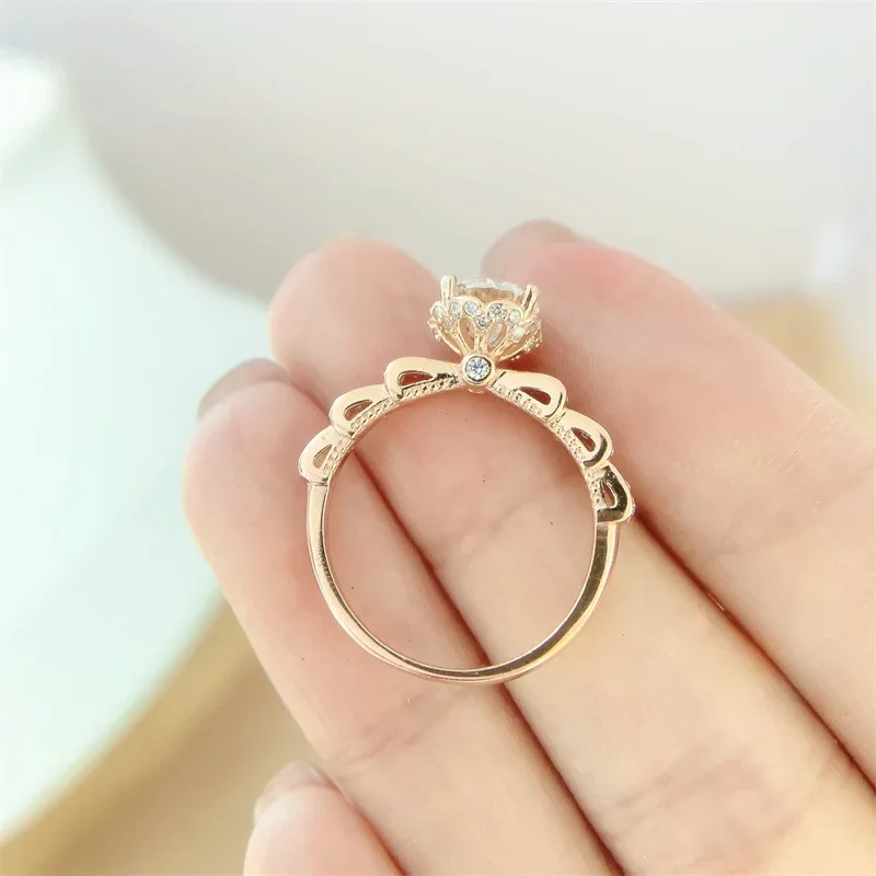 Sparkling Flower D Color 1CT Moissanite Engagement Ring For Women S925 Sterling Silver Plated 18K Rose Gold Diamond Rings