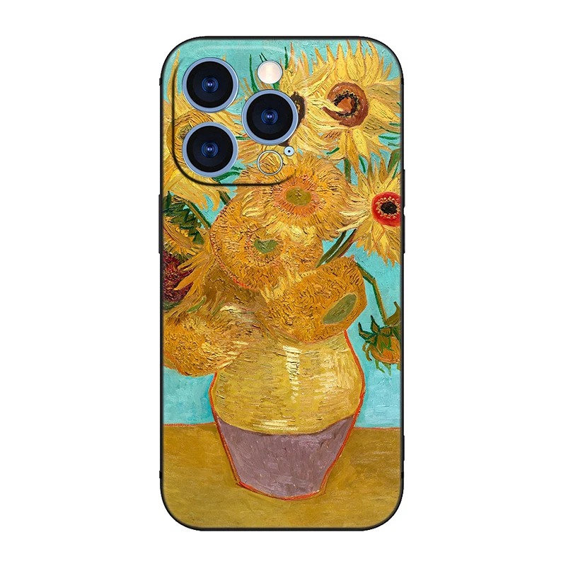 Van Gogh Olieverfschilderij Zwarte Telefoon Case Voor Xiaomi Redmi Note 13 Pro 12 11E Pro Plus 11S 11T 10 Pro 10T 5G 10S Cartoon Cover