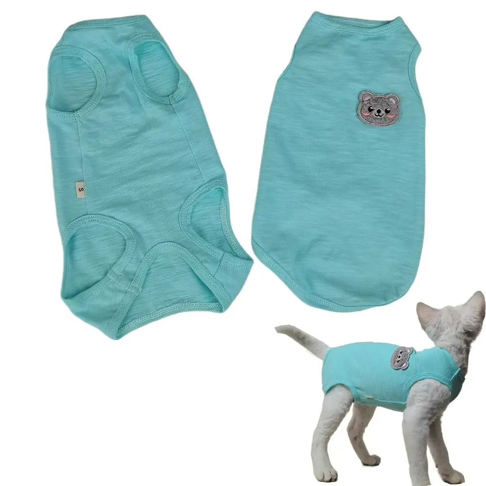 Cute Breathable Sphynx Cat Clothes Sleeveless Four Legged Clothes Cotton Kitten Shirt Daily Wear Cat Bodysuit Cat Apparel Home