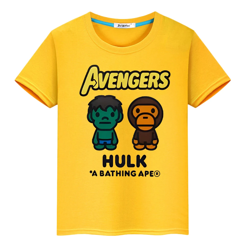 t shirt for kids boys 10year Print 100%Cotton pride tshirt The Hulk y2k one piece Marvel Kawaii Anime Short kids clothes girls