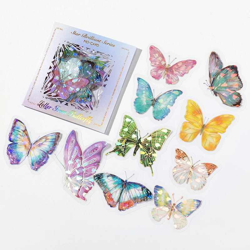 1pack/20pcs Laser Flash PET Waterproof Sticker Cool Geometric Pattern,DIY Handmade Album Scrapbooking Decorative Paper Supplies