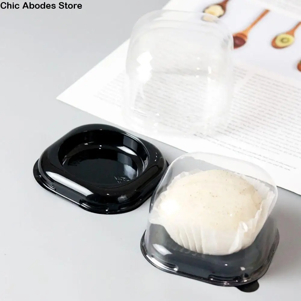 

50pcs Square Moon Cake Packaging Tray Plastic Dust-proof Moon Cake Boxes With Transparent Lid DIY Egg-Yolk Puff Packaging Tray