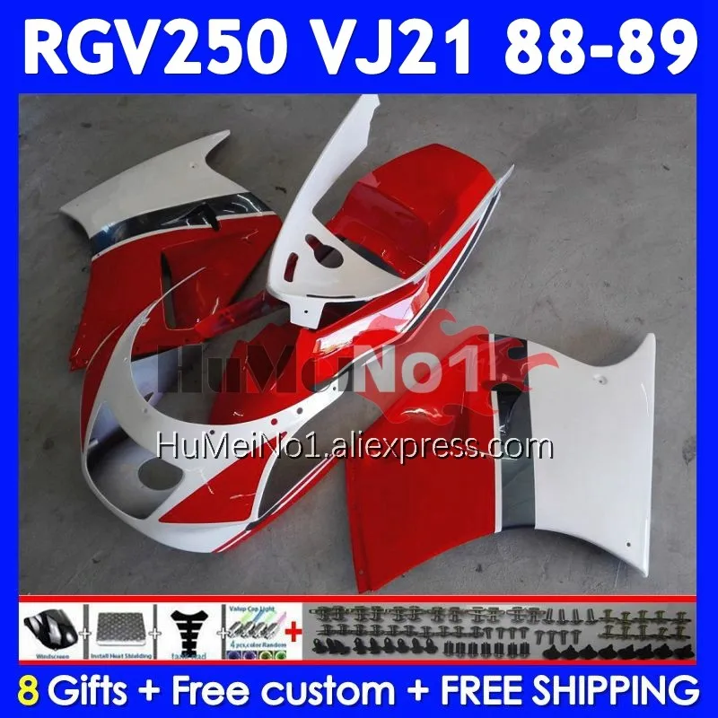 Body Kit For SUZUKI SAPC VJ21 RGV250 RGVT250 VJ 21 88-89 White red 108No.68 RGV-250 RGV 250 RGVT-250 88 89 1988 1989 Fairing