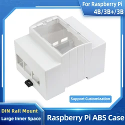 Raspberry Pi 4 Model B ABS Case DIN Rail Mount Large Inner Space Shell Protection Enclosure for Raspberry Pi 5 / 4 or Pi 3B+ 3B