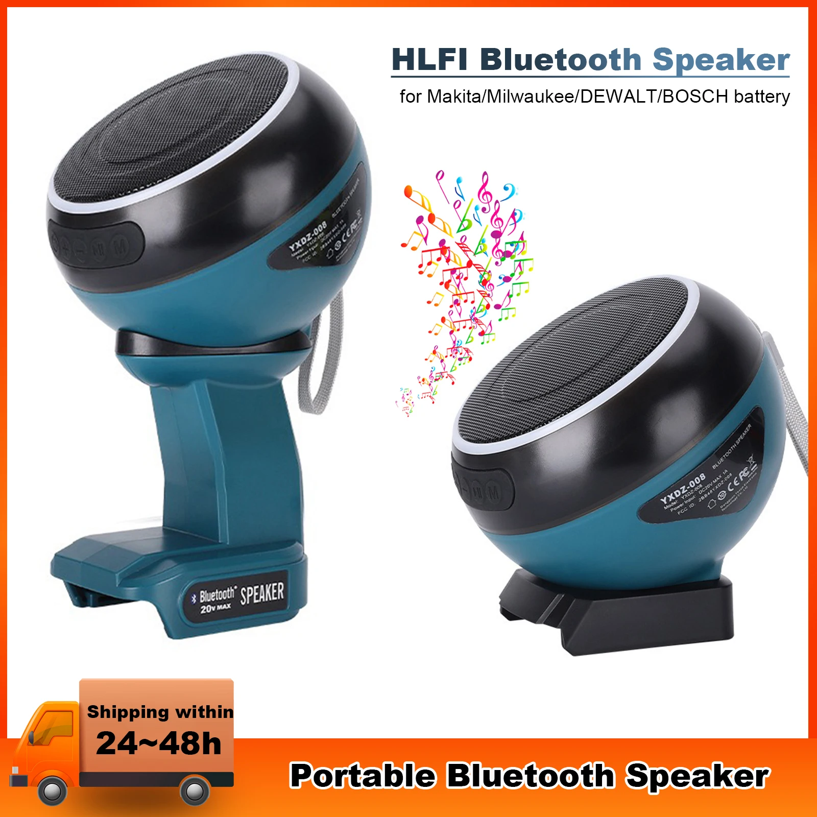 

NEW HIFI Bluetooth Speaker Outdoor Portable Audio Suitable for /Dewalt/Milwaukee/Ryobi/Craftsman 18V Battery for Camping Parties