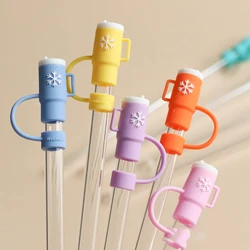 Straw Cover Cap for Stanley Tumblers Cup Accessories Cute Coffee Mug Ice Cream Shape Silicone Straw Dust Toppers Spill Stopper