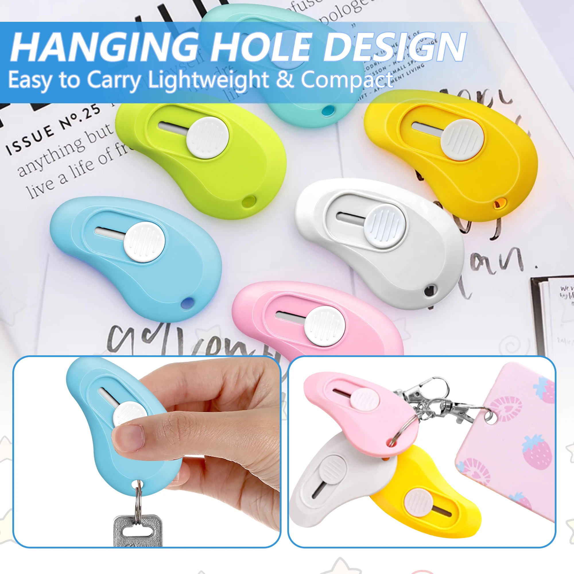 6-Piece Mini Retractable Multi-Tool Set Compact Package Opener Paper Cutter Keyhole Access Ideal for Office/DIY Projects
