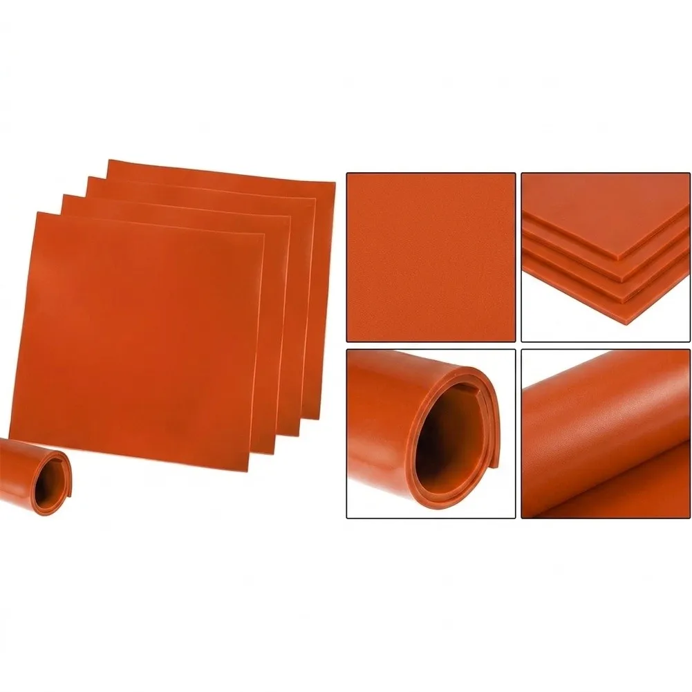 4 Red Heat Resistant Silicone Rubber Sheets 12 x 12 x 1/8 Inch Cuttable Material for Automotive Home and Workshop Use