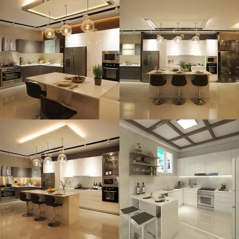 One-Stop Kitchen Furniture Solutions Chinese Manufacturer  Highlight Lacquer Kitchen Cabinet Design Woodworking