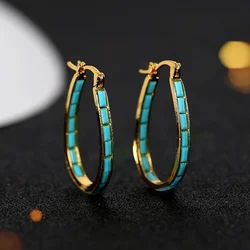 Simple Gold Color U Shaped Metal Hoop Earrings for Women Bohemian Earings Jewelry Accessories Gift free shipping