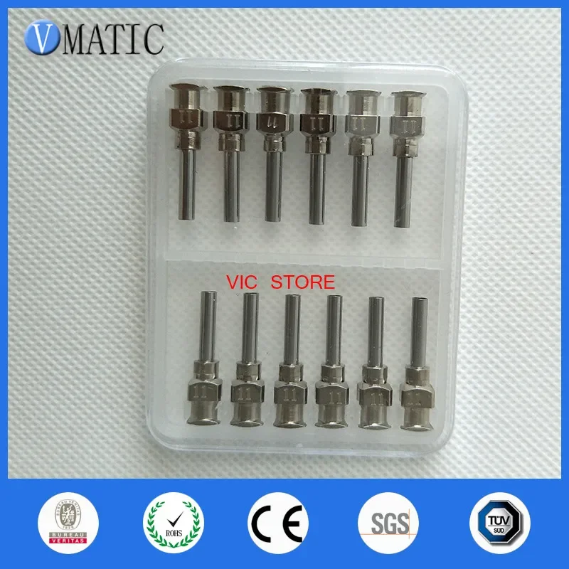 Free Shipping 0.5'' Tip Length 11G All Metal Blunt Stainless Steel 12Pcs Glue Dispensing Syringe Needles Tips 1/2 Inch