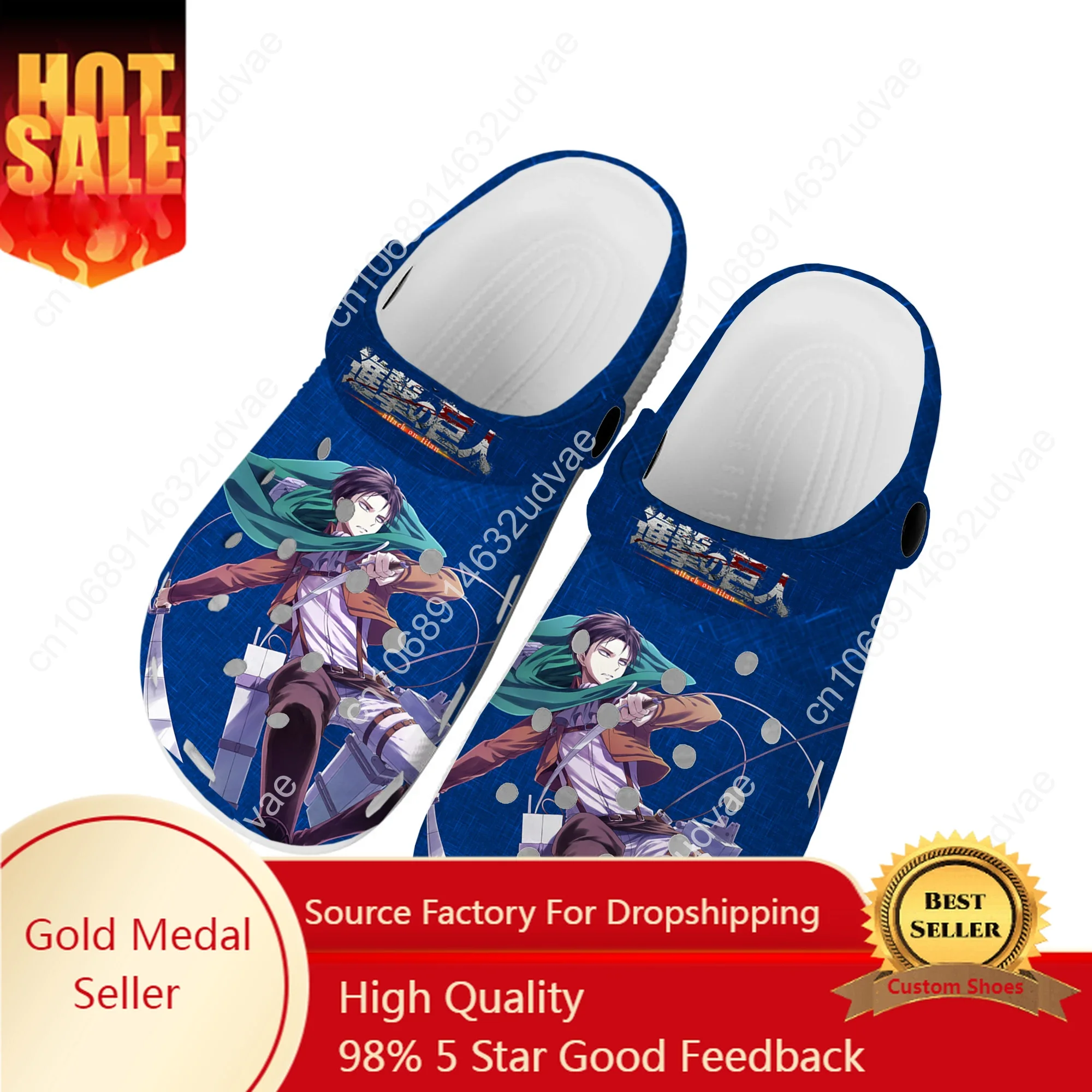 Anime Attack on Titan Levi Ackerman Home Clogs Custom Water Shoes Mens Womens Teenager Shoe Garden Clog Beach Hole Slippers