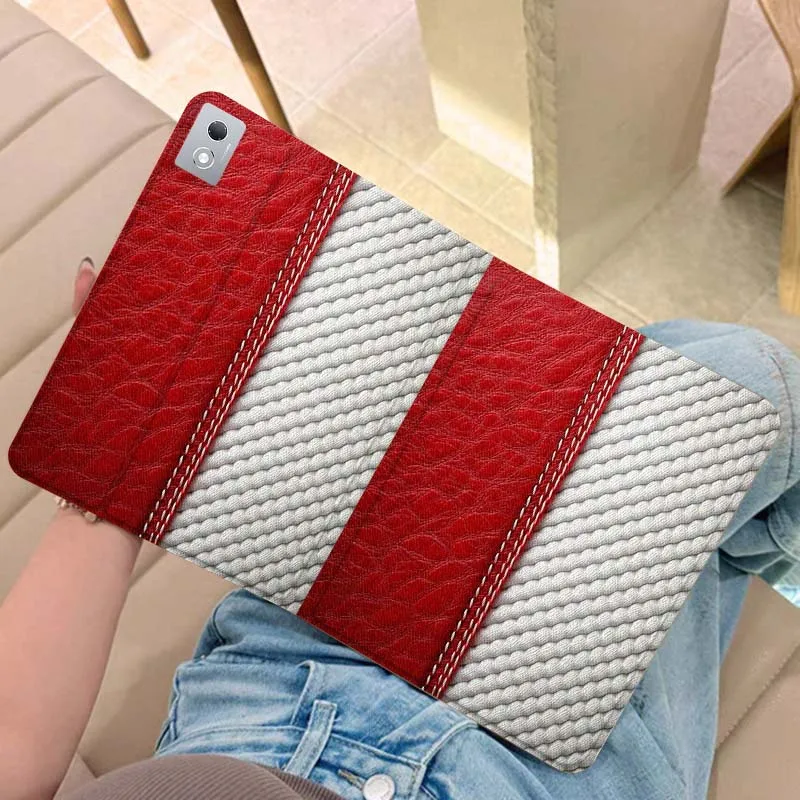 

Red White Stitch Texture For Legion Xiaoxin Pad Y700 K10 M10 P11 K11 Pro Plus 10.6 11.5 Inch 2021 2023 2025 Tablet Case
