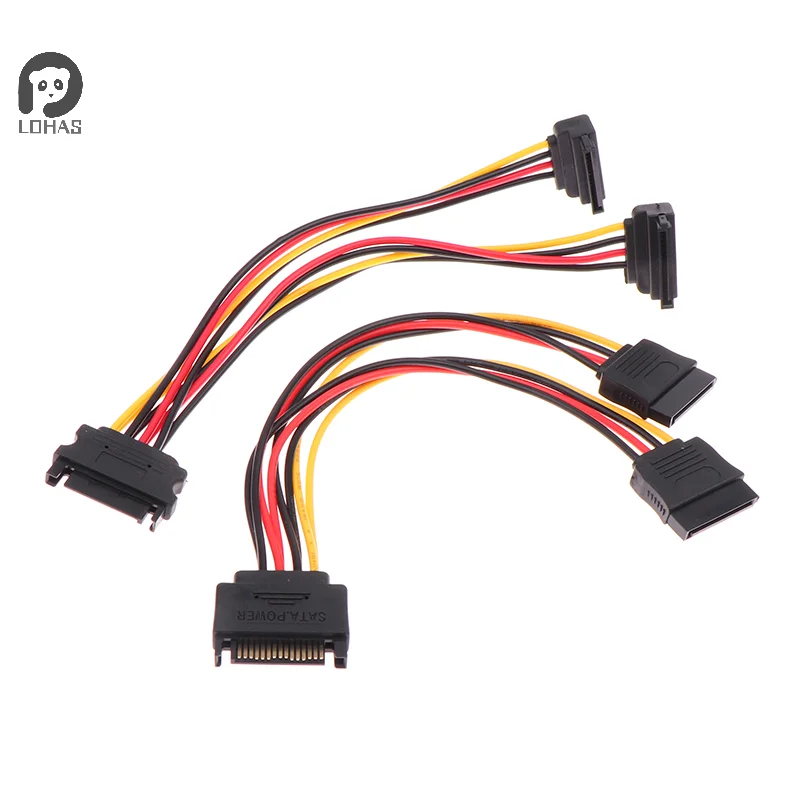 

1PC 20CM Sata Extension Cord For HDD SSD Hard Disk SATA Power Y Splitter Cable 15 Pin Male To Dual 15 Pin Female Power Cable