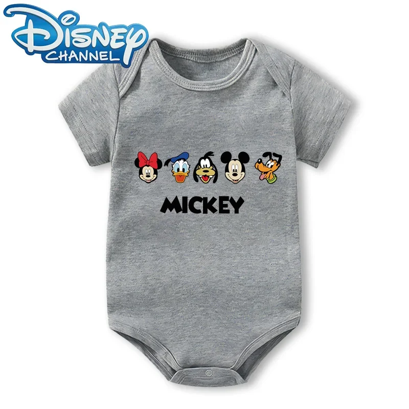 Baby Clothes Bodysuit for Newborn Infant Jumpsuit Boys Girls Disney Mickey Mouse Cat Short Sleeves Romper Onesies 0 To 12 Months