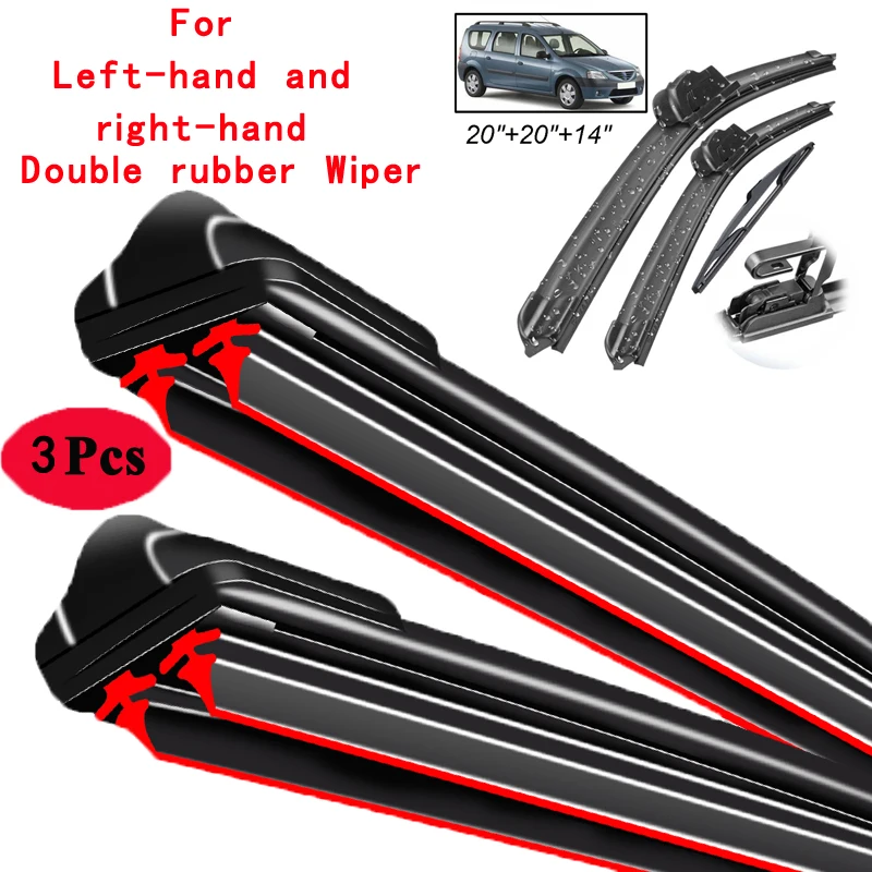 

Car Wiper Front & Rear Wiper Blades Set Kit For Dacia Renault Logan MK1 MCV 2004 - 2012 Windshield Windscreen 20"20"14"