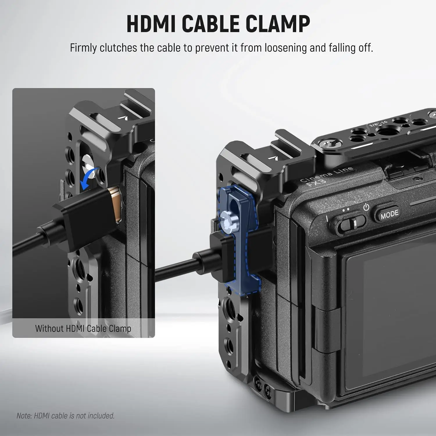 NEEWER FX3/FX30 カメラケージ ケーブルクランプ付き NATO レール 3/8 ARRI 位置決め穴 Sony FX3 FX30 オリジナル XLR ハンドル用