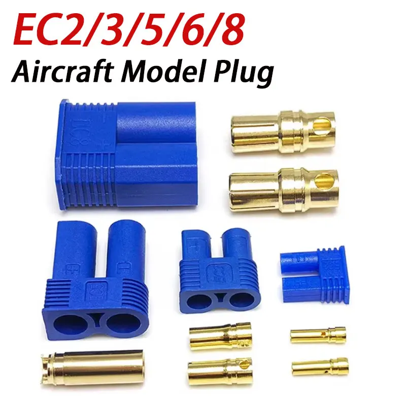 EC2 EC3 EC5 Model Aircraft Banana Plug EC6 EC8 Copper Core High Current Sleeved Lithium Battery Dedicated Connector 100A/500VDC