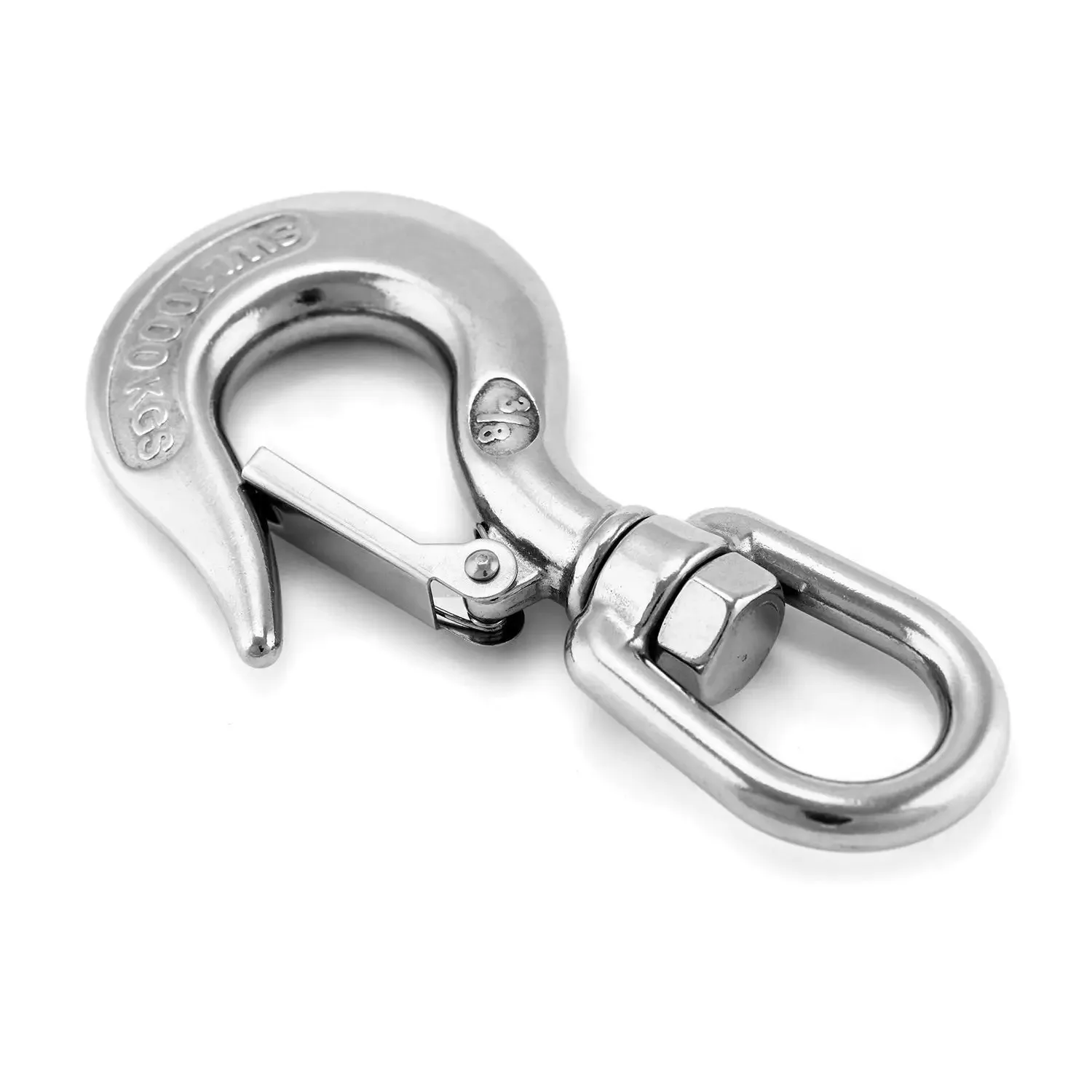 304 Stainless Steel Swivel Eye Lifting Hook American Type Safety Hook Rigging Accessory with Round Eye Working