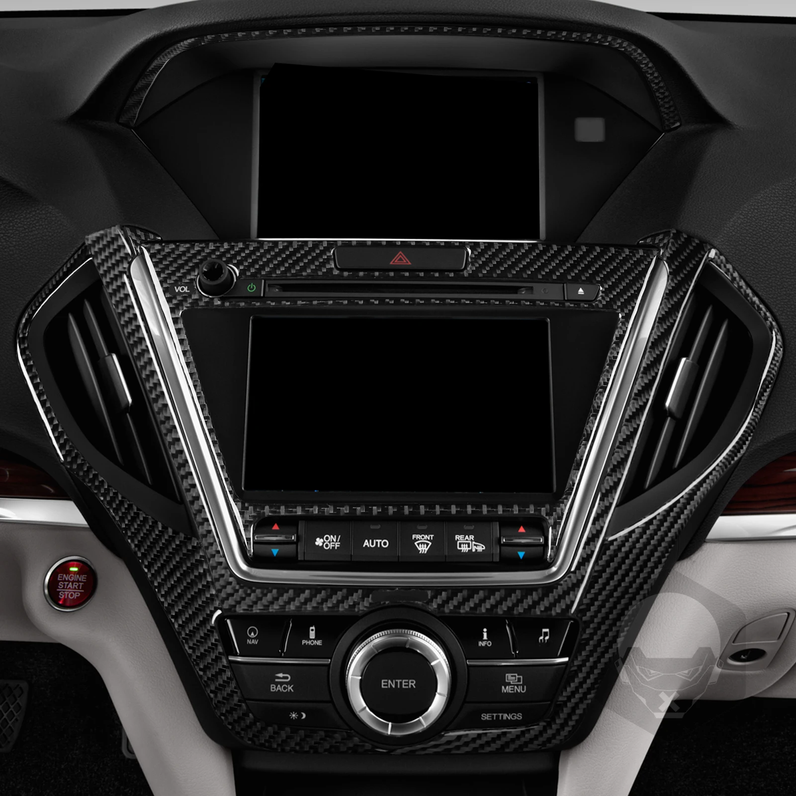For Acura MDX 2014–2020 Central Control Navigation Radio CD Panel Set Real Soft Carbon Fiber Car Interior Accessories Stickers