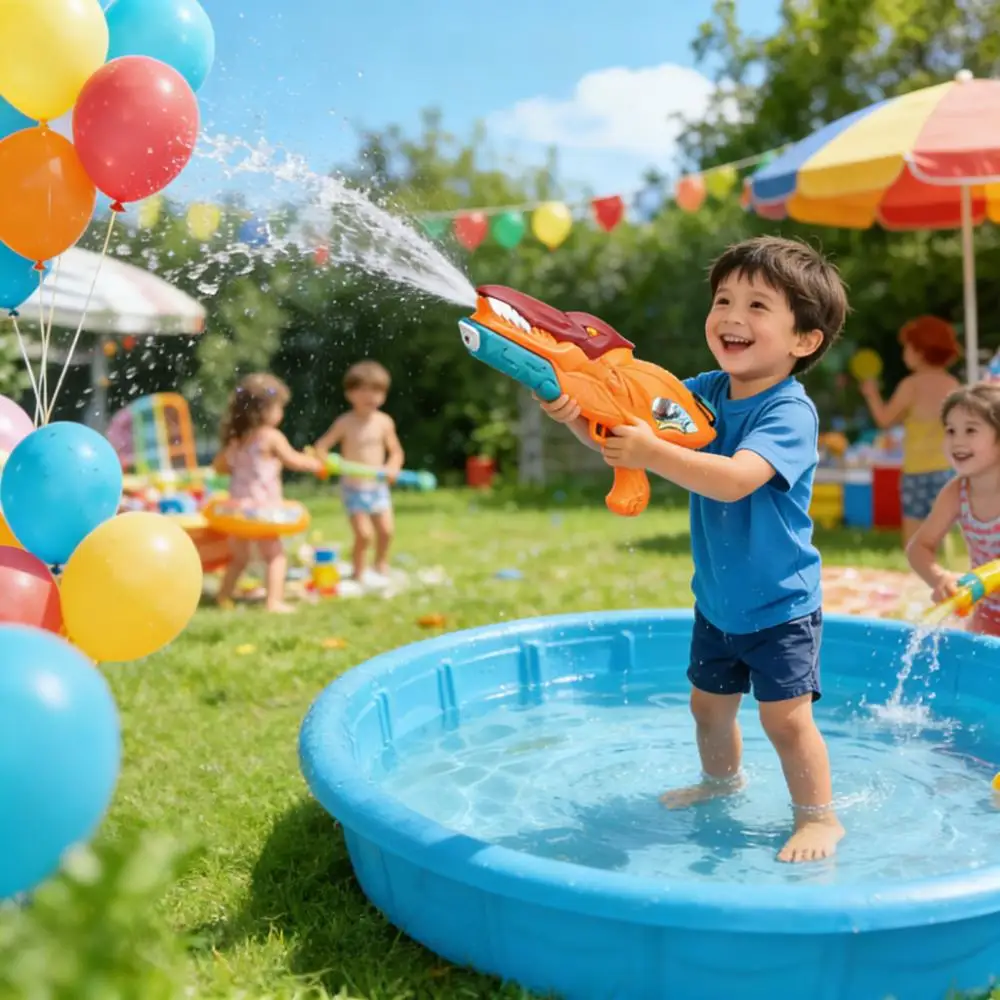 Dinosaurier-Wasserpistolen-Spielzeug, Pull-Typ, Hochdruck-Blaster mit großer Reichweite, Sommer-Party im Freien und Songkran-Wasserspielzeug für Jungen