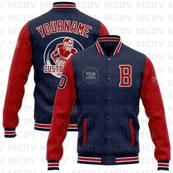 Benutzer definierte Marine rot-weiß Bomber Full-Snap Varsity Letterman zweifarbige Jacke