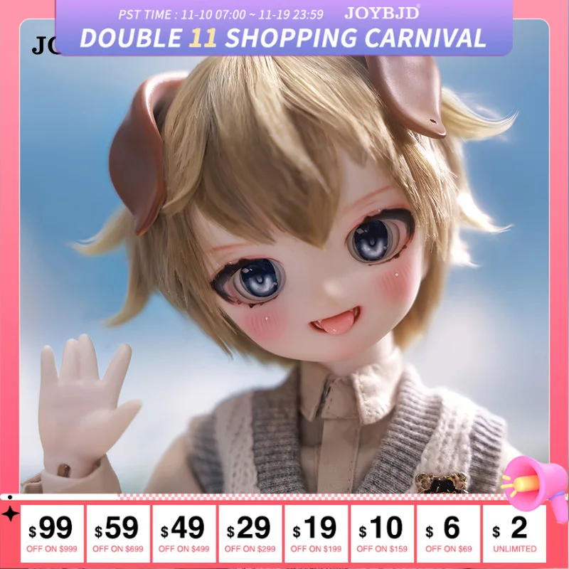 

Joybjd 1/4 Elvin Fullset A Bjd Dolls Autumn Modern Preppy Style with Anime Head Dog Ear Accessories Resin Toy