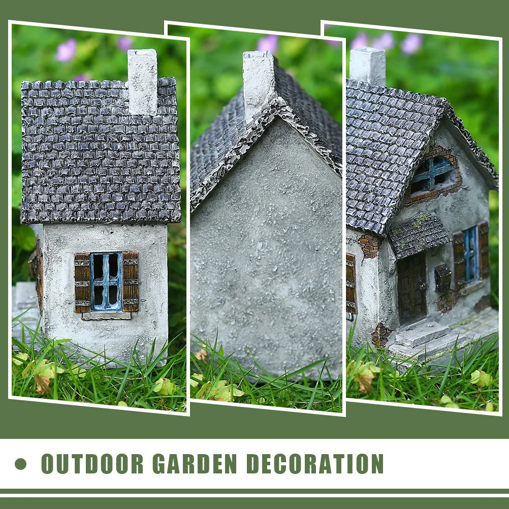 

Garden Small House Ornament Resin Durable Miniature Landscape Accessory Outdoor Balcony Decoration Resin Small House