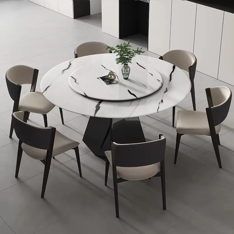

High End Round Dining Table Italian Luxurious Super Crystal Stone Dining Table Popular Dinner Furniture Modern Dining Table Set