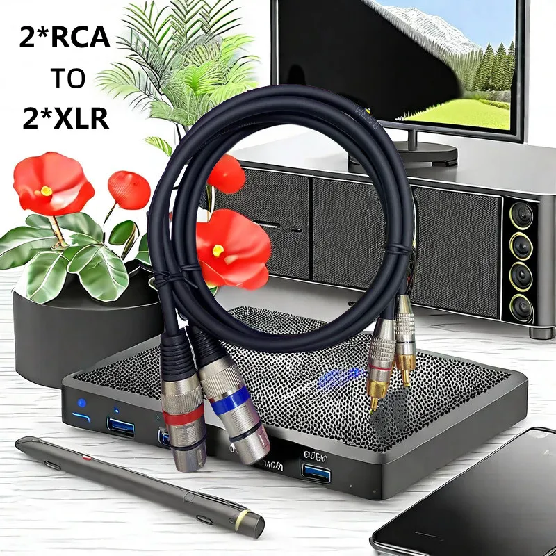 Кабель 2 XLR «Мама»-2 RCA «папа», Hi-Fi стерео аудио, RCA в XLR, микрофон, усилитель, микшер, соединительный кабель