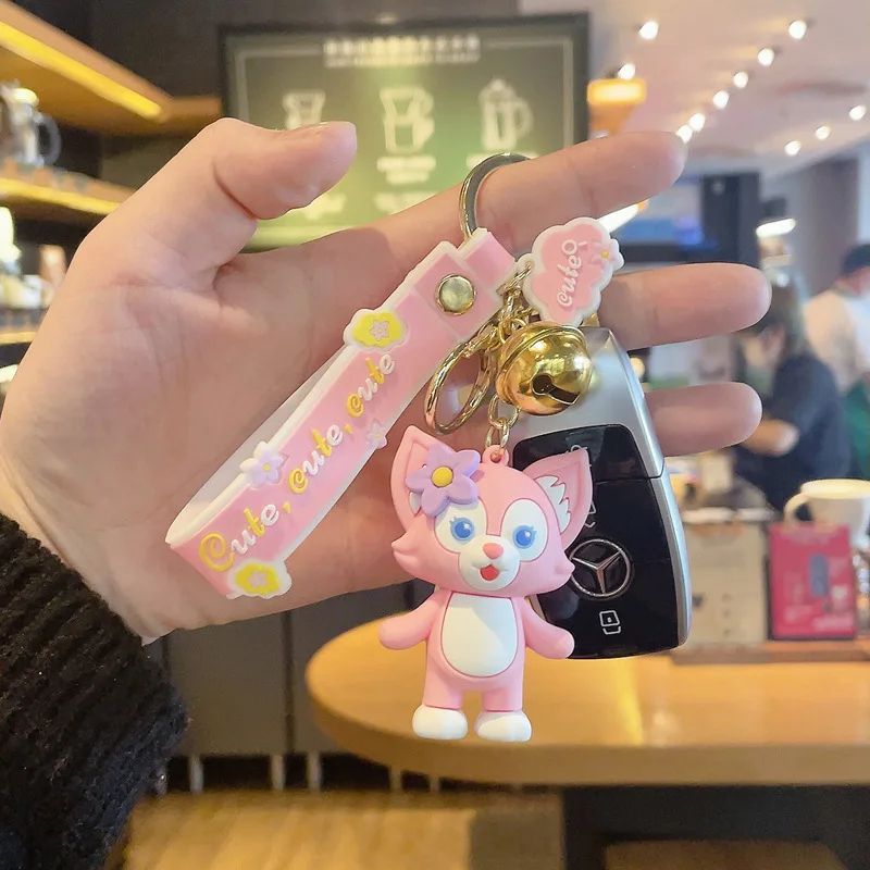 Disney Cartoon Fox Linabell Dolls Keychain Cute Epoxy Lina Bell Figurine Key Chain Girls Gifts Pendant for Bag Backpack Car