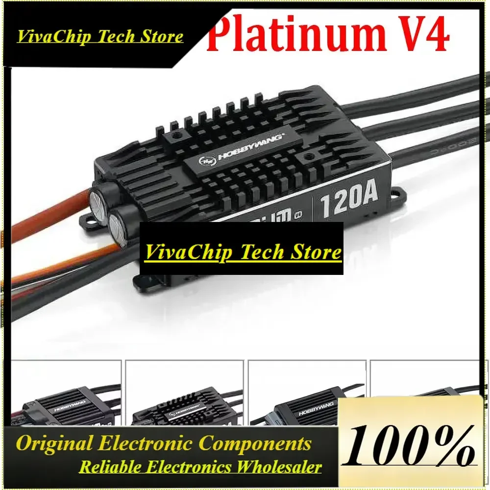 VivaCSHobbywing Platinum V4 25A 40A 60A 80A 120A Brushless ESC Electronic Speed Controller 3-6S Lipo Built-in BEC For RC Airplan