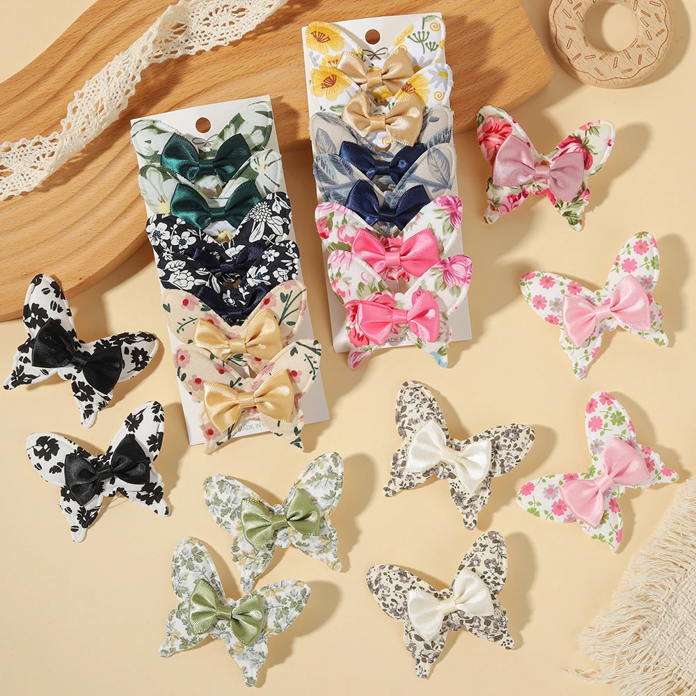 Juego de 4-12 Piezas de Lazos para el Cabello para Niñas, Lazos de Doble Capa, Adecuados para Bebés, Niñas y Niños, Accesorios para el Cabello con Forma de Mariposa