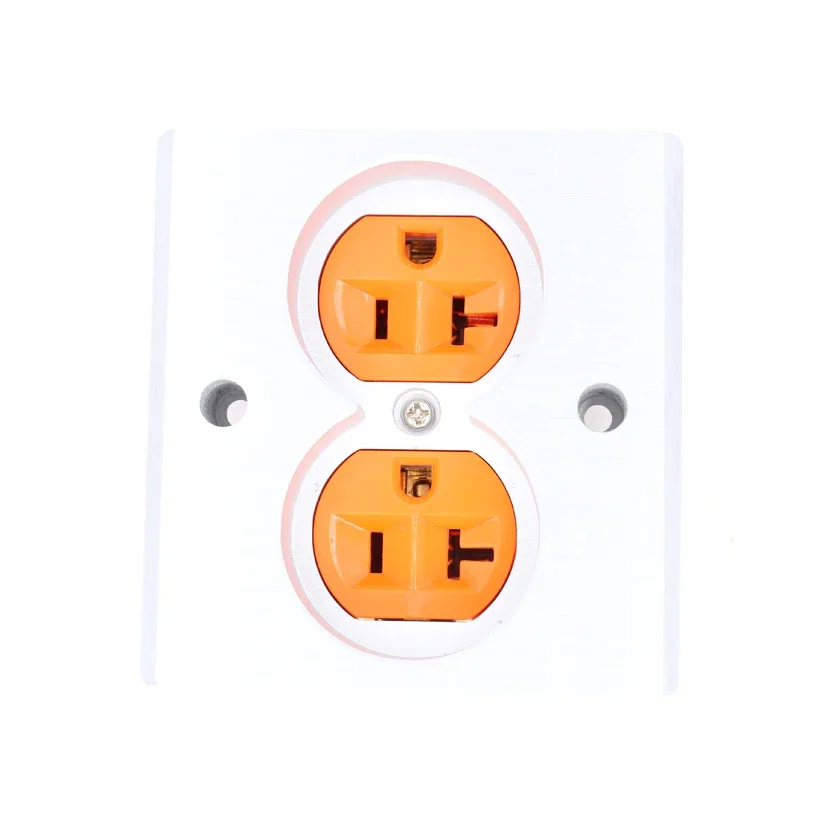 Factory directly offer 2pcs Orange High Quality Power US AC Power Receptacle Wall Outlet Copper Socket