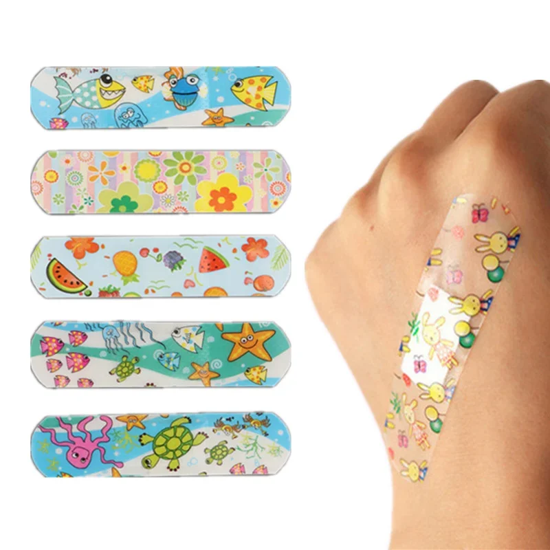 

100pcs/set Cartoon Sea Fish Pattern Band Aid Kawaii Wound Plaster Kawaii Skin Dressing Patch First Aid Strips Adhesive Bandages