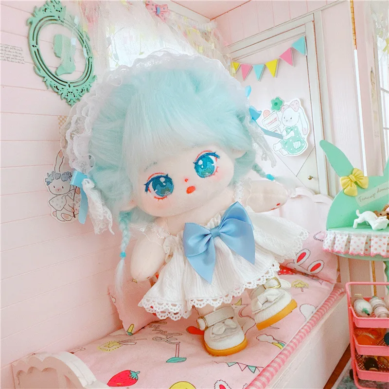 20cm Cotton Doll Blue Hair Baby Friends Idol Star Dolls Cute Stuffed Plush Toys Doll Plushies Toys Fans Collection Gifts