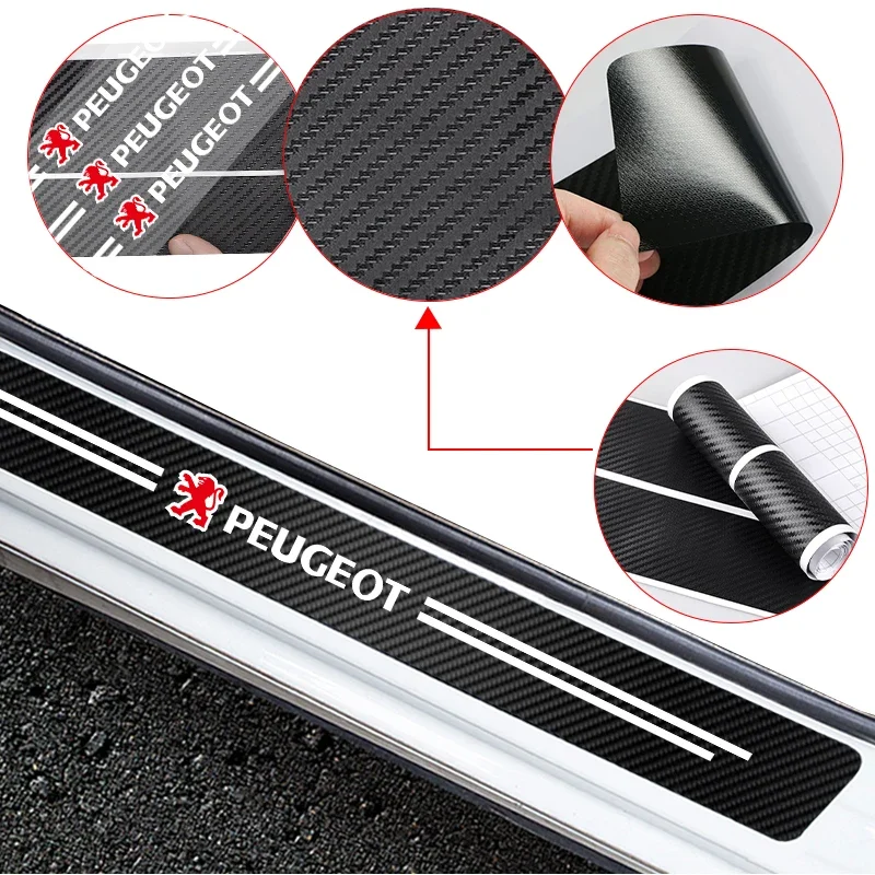 

5Pcs Carbon Fiber Car Threshold Protection Stickers Interior Accessories For Peugeot 206 308 307 207 208 3008 407 2008 508 5008