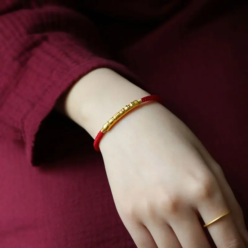 UMQ Original Six-Word Mantra Bracelet Hand-Woven Red Rope Golden Couple's New Year Gift