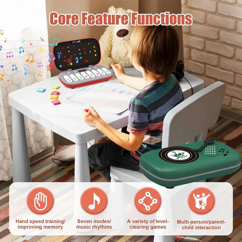 

Electronic Music Rhythm Puzzle Game Machine Light Up Sensory Fast Push Organ Montessori Educational Travel Toy
