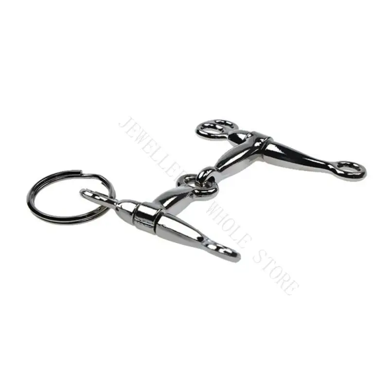R7UF Versatile Silver Keychain Horse Bit Keyring Fashionable Unisex Rusts Resistant Alloy Bag Pendant Accessory