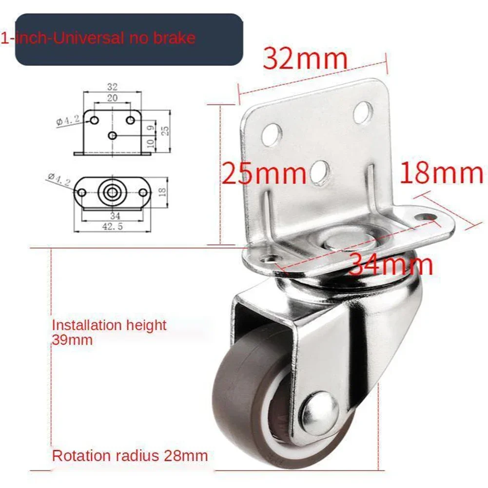 1pcs Heavy Duty Casters 20kg Mute Swivel Wheels For Moving Furniture Chair Crib Furniture Hardware Tools Accessories