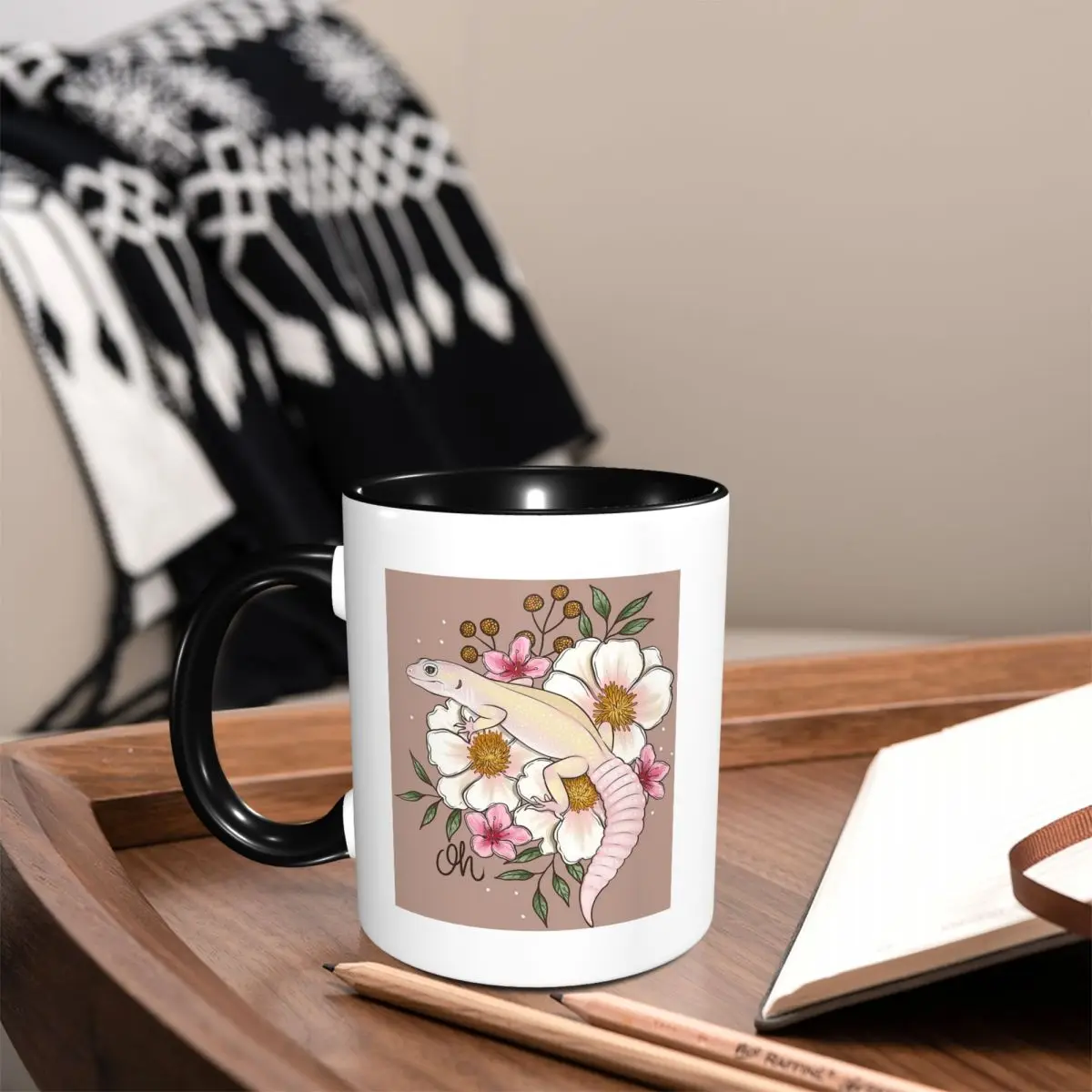Leopard Gecko Murphy's Patternless With Florals Mug Funny Ceramic Coffee Cups Tea Mugs Milk Cup Drinkware Gift for Woman Man