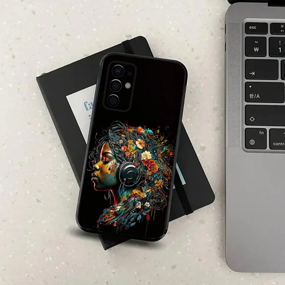 Colorful Art African Girl Black Phone Case For Samsung S24,S21,S22,S23,S30,Ultra,S20,Plus,Fe,Lite,Note,10,9,5G Black Soft Cover