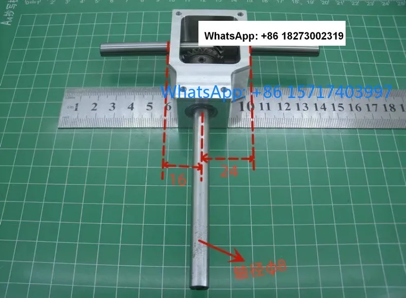 

90 degree reversing angle reducer spiral umbrella gearbox small reduction ratio 1:1 dual output shaft 8MM reducer assembly
