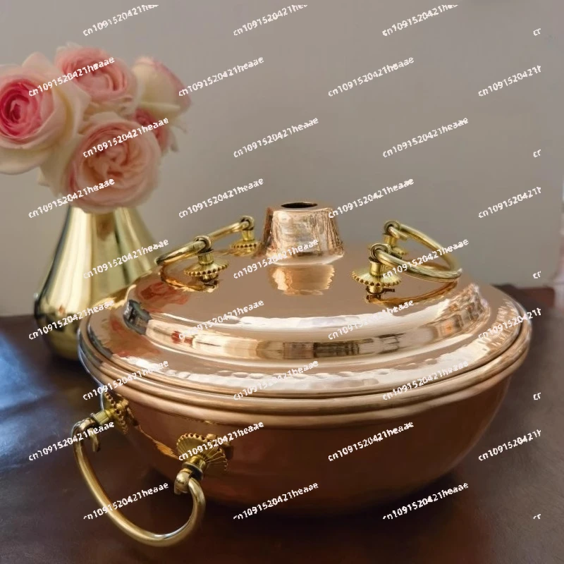Suitable for gas heating cassette furnace copper hot pot, carbon fire heating copper hot pot, with lid