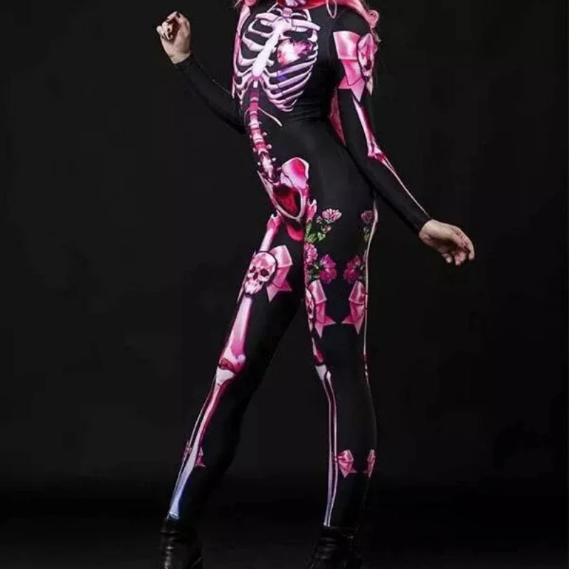 Kids Adult Children Scary Halloween Fancy Women Dress Skeleton Jumpsuit Bodysuits Costume Cosplay Party Clothing XC8264