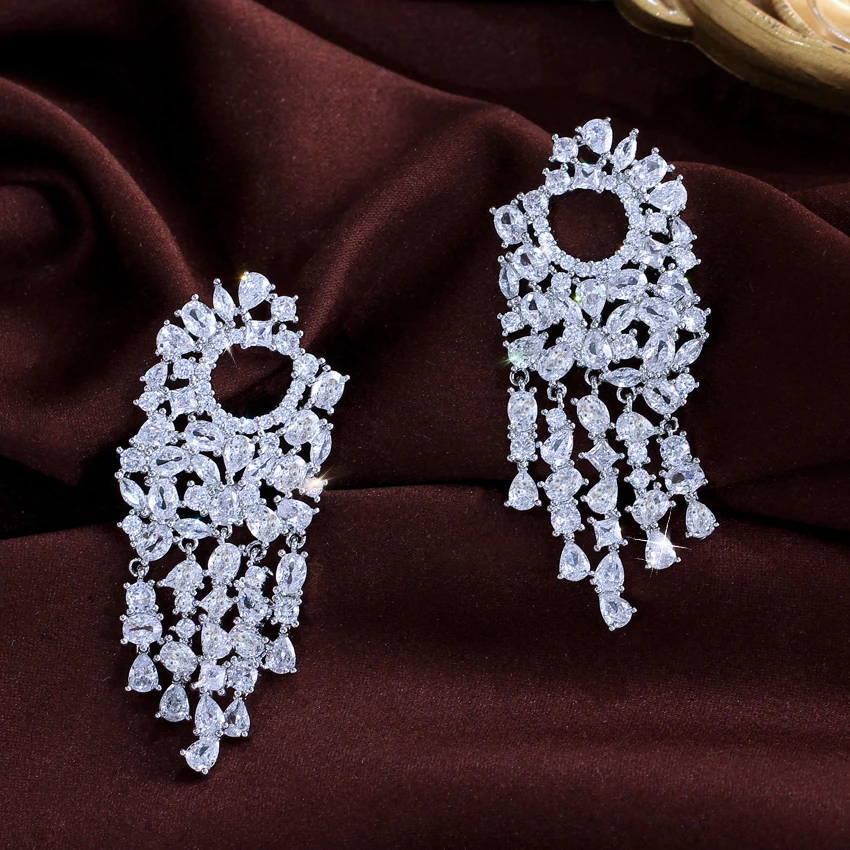 

ThreeGraces новые модные роскошные длинные большие серьги с кисточками из сверкающего циркония для женщин, винтажные свадебные украшения для вечеринки E1996